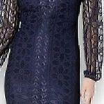 Guess  Floral Mix Lace Dress Solid Navy Blue Long Sleeve Mini Party Bodycon 0 Photo 0