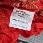 Fig and Flower Orange‎ Floral Embroidered Gauze Smocked Neck Tie Front Blouse PM Red Size undefined Photo 3