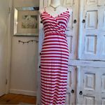 Boohoo  Red White Striped Bodycon Maxi Dress Nautical Coastal Summer Size 10 Photo 1
