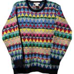 Talbots Vintage 90s  Geometric Shetland Wool Sweater Multicolor Graphic Knit M Photo 0