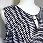 Jones New York NWT Signature Tank Top Sleeveless Keyhole Black White Pink Large Photo 2