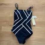 Gottex Essentials Mirage Navy White One Piece Bandeau Slimming Swimsuit NWT Blue Size 8 Photo 2
