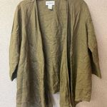 Peck & Peck  Cardigan Women XL Embroidered Bohemian Duster 100% Linen Drape Brown Photo 0