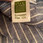 Garnet Hill Garnett Hill European Flax Linen Engineer Stripe Ruffle Blue White Dress 0 Photo 8