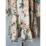 ZARA  Dress Women XS Ivory Ecru Floral‎ Print Long Sleeve Babydoll Mini Boho Photo 6