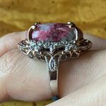 Norwegian Thulite Garnet Sterling Silver Cocktail Ring Size 6.75 Photo 2