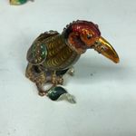PARAKEET BEJEWELED TRINKET BOX WITH‎ AUSTRIAN CRYSTALS & figurine w/ glass body Gold Photo 3