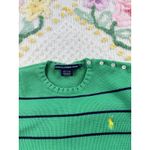 Ralph Lauren Sport Green Navy Striped Cotton Sweater‎ Top Size M Buttons Size M Photo 5