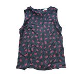 Piamita Loulou Graphic Crown Print Silk Sleeveless Blouse Red Black Large Luxury Photo 1