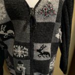 Susan Bristol Susan‎ Bristol Grey Christmas Full Zip Wool Vintage Sweater Cardigan Large Photo 4