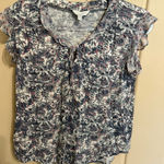 Lucky Brand Blue and Pink Floral Blouse Photo 0
