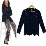 Chico's  Travelers Collection Classic Petite Military Jacket Slinky Blue 1 Photo 1