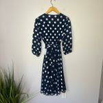 Charles Henry BRAND NEW Navy Polka Dot Wrap Dress Size Large Sheer Long Sleeves Photo 6