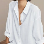 Eileen Fisher  Drapey Tencel Collared Shirt White L Photo 0