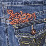 Old Navy  blue denim embroidered mini pencil jean skirt Photo 5