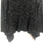 BNCI by Blanc Noir Tweed Drape Front Shawl Collar Cardigan Sweater Size Small Black Photo 9