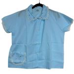 Vintage Katz Pajama Set Blue Floral Embroidered Lace Short Sleeve Pants 38 NOS Size undefined Photo 1