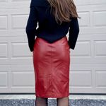 ZARA  Red Vegan Leather Midi Skirt Medium Photo 2