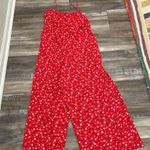 Madewell  Wide Leg Shirred Back Ruched Bodice Spaghetti Strap Jumpsuit Cherry Red Photo 3