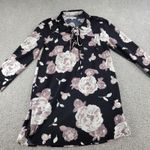 Mud Pie Kinsley Dress Womens Medium Black Pink Floral Stretch Lace Up Mini Photo 10