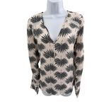 Chelsea 28 Pink Long Sleeves Lace Inserts Tropical Pattern VNeck Blouse Medium Photo 2