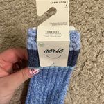 Aerie  Blue Tri-Tone Monochromatic Marled Hanukkah Winter Crew Socks NWT Photo 1