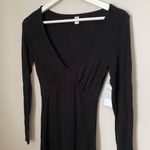 BP Dress Long Sleeve V-Neck Mini Black Solid Casual Neutral Photo 2