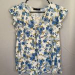 Fifty Street Forever 21 White and Blue Floral Blouse Photo 0