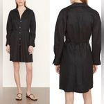 Vince NWOT  Long Sleeve Stretch Linen Blend Mini Shirtdress black sz S Photo 1