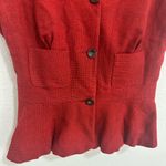 Piazza Sempione  Cashmere Short Sleeve Cardigan / Jacket Peplum Red Check IT 44 Photo 5