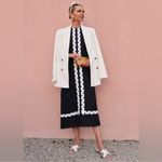 Tuckernuck  X Atlantic-Pacific Embroidered Hartman Linen Dress Navy & White Small Photo 1