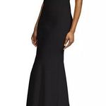 Halston Heritage HALSTON Women’s Sybil Crepe Sleeveless Asymmetrical Neck Gown Black 0 Photo 2