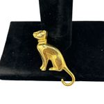 Vintage Gold Tone Cat Brooch | Figural Sitting Cat Pin Photo 3