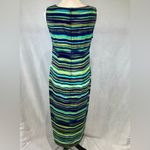 Kathie Lee Collection Vintage  blue and green abstract maxi dress size small Photo 3