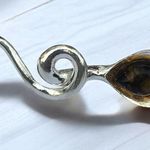 Classic Sterling Silver Snake Pendant With Baltic Amber Stone And Looping Tail Photo 5