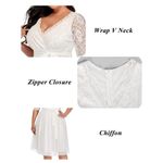 NEW Lace Chiffon Wedding Formal Cocktail Midi Dress 16W NO BELT White Photo 4