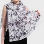 Marble Print Scarf Wrap Scarves Sheer Thin New Black White Photo 4