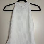 Quince White Mockneck Halter Ribbed Knit Mini Dress Bodycon Sleeveless Medium Photo 4