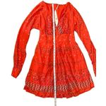 Free People NEW Coryn Coral Orange Print Long Sleeve Dress red combo sz 6 Photo 11