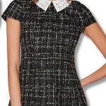 Elegant Tweed Mini Dress with White Collar Black Size M Photo 0