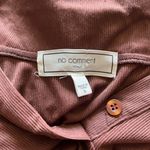 No Comment Brown Fitted Long Sleeve Button Down Shirt SZ S 1/4 Button Y2K Petite Tee Photo 10