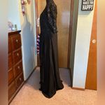 NWOT black formal dress 3/4 sleeve floral lace appliqué with beads size 16 Photo 3