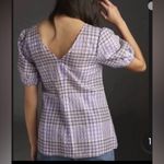 Anthropologie Mare Mare lilac and white plaid short sleeve tunic top. Size M Photo 1