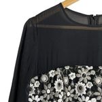 Worth Black White Floral Embroidered Sheer Long Sleeve Sheath Dress Size 10 Photo 3