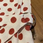 ZARA  V Neck Sleeveless Cream Rust Red Polka Dot Split Front Belted Dress SMALL Photo 6