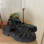 Free People Delaney Fisherman Platform Sandals Black Leather Size 39.5 (US 9.5) Photo 1
