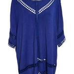 Valerie Stevens Navy Top with Crochet Lace Accents Size XL Navy Blouse Photo 0