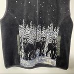 Vintage Nanuk Fleece Wolf Print Vest Large Photo 2