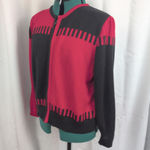 Vintage USA Made Ladies' Zip Up Colorblock Sweater Black Size L Photo 3