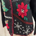 Vintage Victoria Jones Black Holiday Christmas Embroidered Cardigan Sweater Photo 6